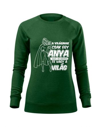 A világnak csak egy Anya vagy Női pulóver-Női pulóver-XS-Zöld melírozott