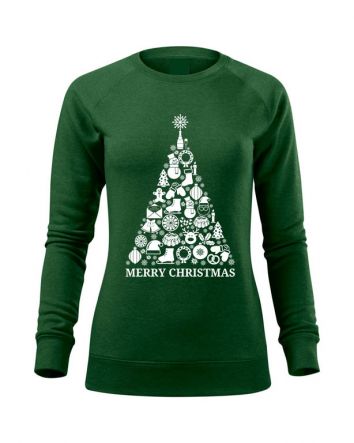 Karácsonyfa Női pulóver-Női pulóver-XS-Zöld melírozott