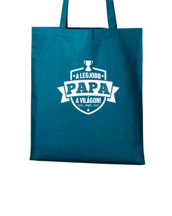 A legjobb Papa a világon címer Vászontáska-Vászontáska-40x45 cm-Petrol kék
