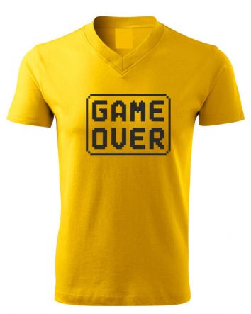 Game Over Férfi V-nyakú póló-Férfi V-nyakú póló-S-Okkersárga