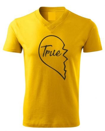 True Love - True-Férfi V-nyakú póló-S-Okkersárga