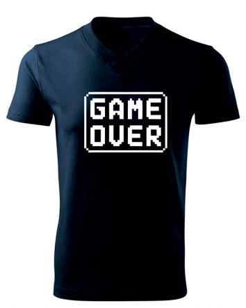 Game Over Férfi V-nyakú póló-Férfi V-nyakú póló-S-Tengerészkék