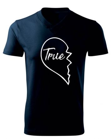 True Love - True-Férfi V-nyakú póló-S-Tengerészkék