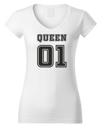 Queen 01 V-nyakú póló-Női V-nyakú póló-XS-Fehér