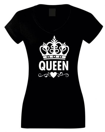 Queen Női V-nyakú póló-Női V-nyakú póló-XS-Fekete