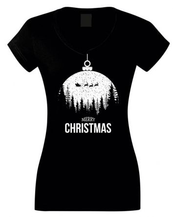 Merry Christmas Női V-nyakú póló-Női V-nyakú póló-XS-Fekete
