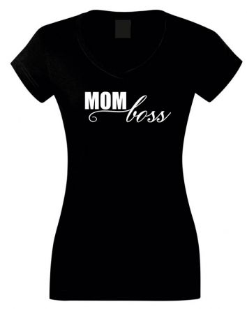 Mom Boss Női V-nyakú póló-Női V-nyakú póló-XS-Fekete