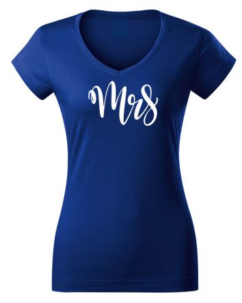 Mrs Női V-nyakú póló-Női V-nyakú póló-XS-Kék