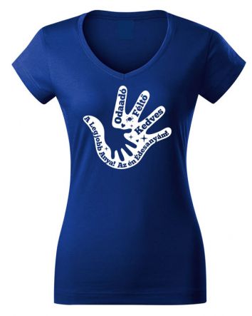 Anya kéz Női V-nyakú póló-Női V-nyakú póló-XS-Kék