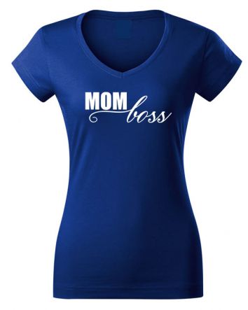 Mom Boss Női V-nyakú póló-Női V-nyakú póló-XS-Kék