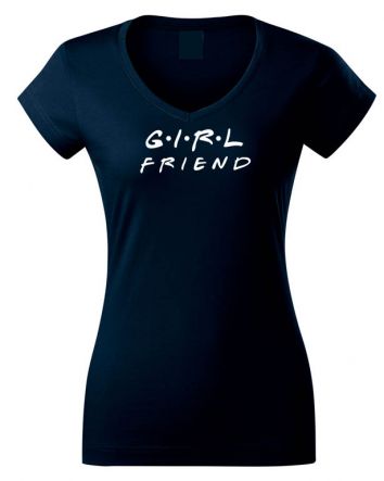 Girl Friend Női V-nyakú póló-Női V-nyakú póló-S-Tengerészkék