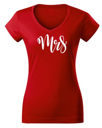 Mrs Női V-nyakú póló-Női V-nyakú póló-XS-Piros