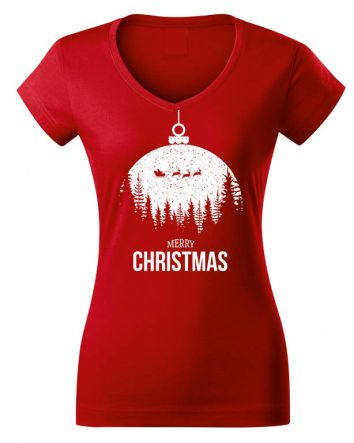 Merry Christmas Női V-nyakú póló-Női V-nyakú póló-XS-Piros