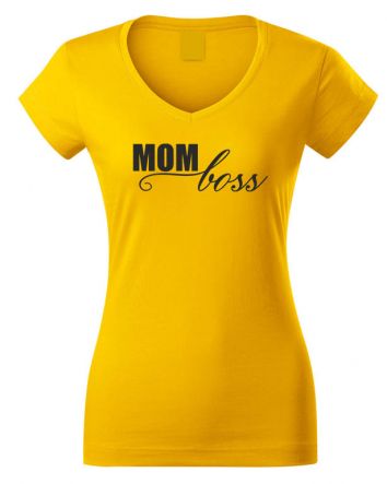 Mom Boss Női V-nyakú póló-Női V-nyakú póló-XS-Okkersárga