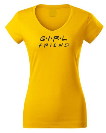 Girl Friend Női V-nyakú póló-Női V-nyakú póló-S-Okkersárga