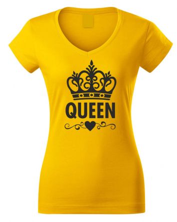 Queen Női V-nyakú póló-Női V-nyakú póló-XS-Okkersárga