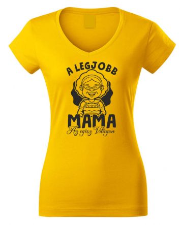 A legjobb Mama az egész világon Női V-nyakú póló-Női V-nyakú póló-XS-Okkersárga
