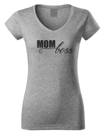 Mom Boss Női V-nyakú póló-Női V-nyakú póló-XS-Szürke