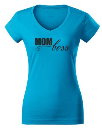 Mom Boss Női V-nyakú póló-Női V-nyakú póló-XS-Türkiz