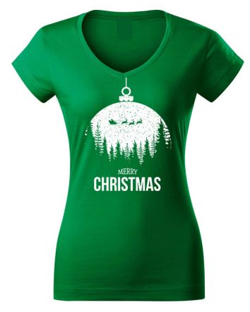 Merry Christmas Női V-nyakú póló-Női V-nyakú póló-XS-Zöld