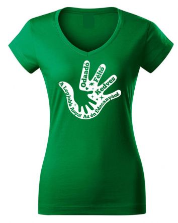 Anya kéz Női V-nyakú póló-Női V-nyakú póló-XS-Zöld