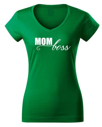 Mom Boss Női V-nyakú póló-Női V-nyakú póló-XS-Zöld