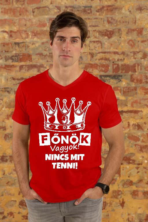 Főnök vagyok! Nincs mit tenni! - Főnök Férfi V-nyakú Póló