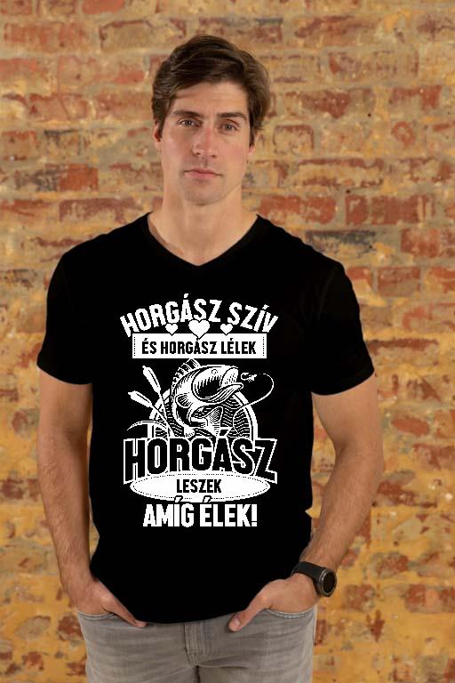 Horgász leszek amíg élek - Horgász Férfi V-nyakú Póló