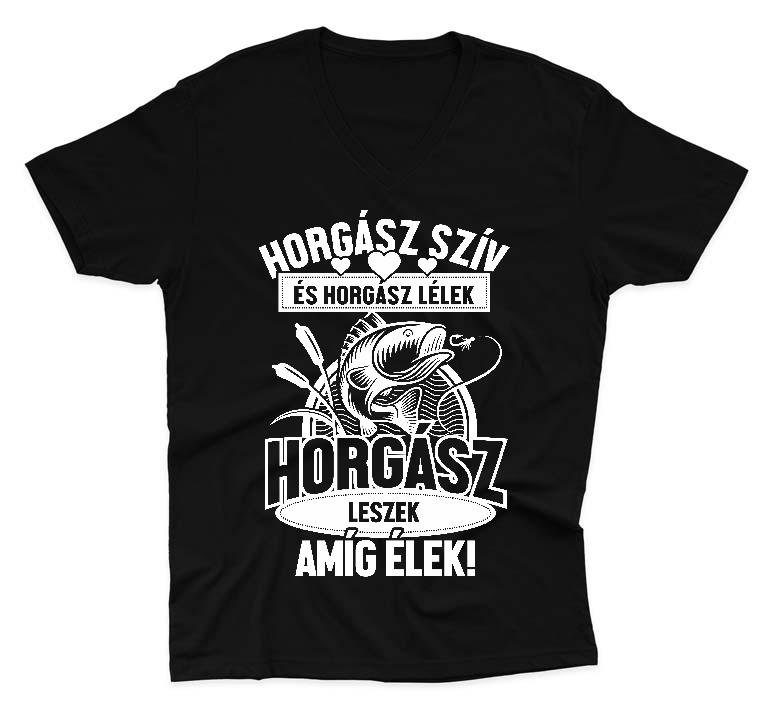 Horgász leszek amíg élek - Horgász Férfi V-nyakú Póló