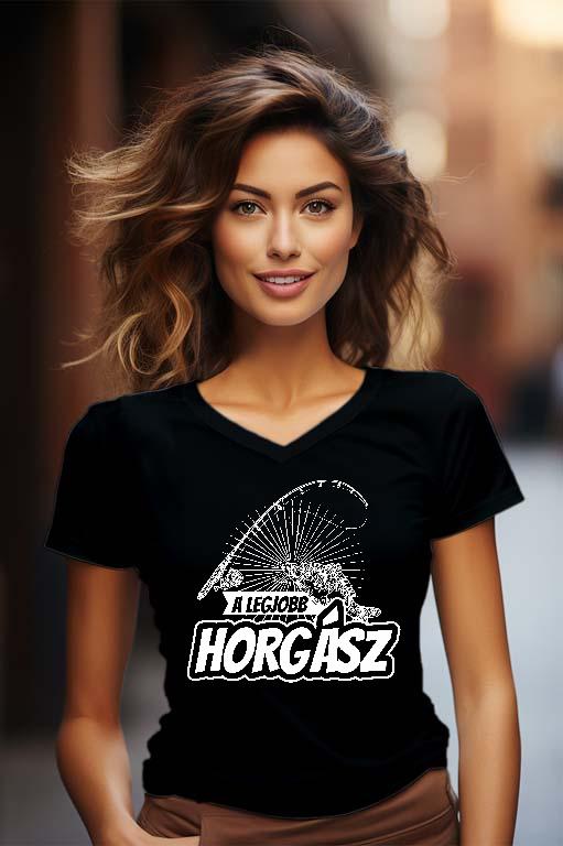 A legjobb Horgász - Horgász Női V-nyakú Póló