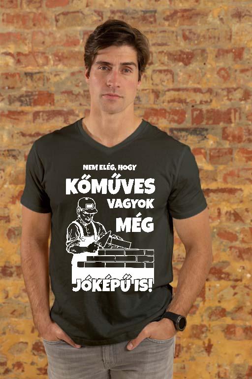 Jóképű Kőműves - Kőműves Férfi V-nyakú Póló
