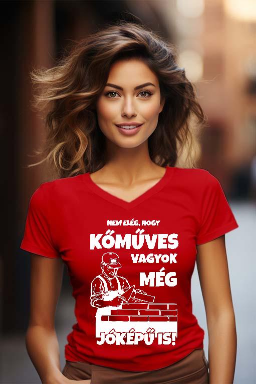 Jóképű Kőműves - Kőműves Női V-nyakú Póló