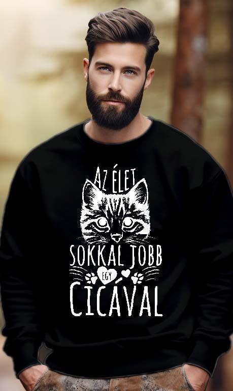 Az élet sokkal jobb egy Cicával - Cicás Férfi Pulóver