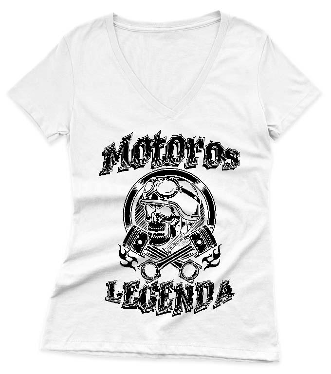 Motoros Legenda - Motoros Női V-nyakú Póló