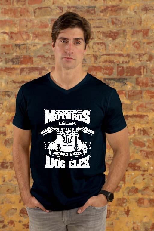 Motoros leszek amíg élek - Motoros Férfi V-nyakú Póló