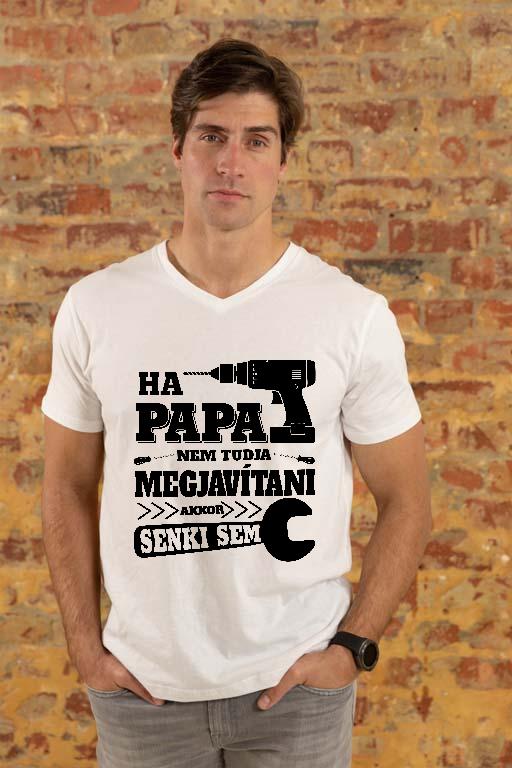 Ha Papa nem tudja megjavítani - Papa Férfi V-nyakú Póló