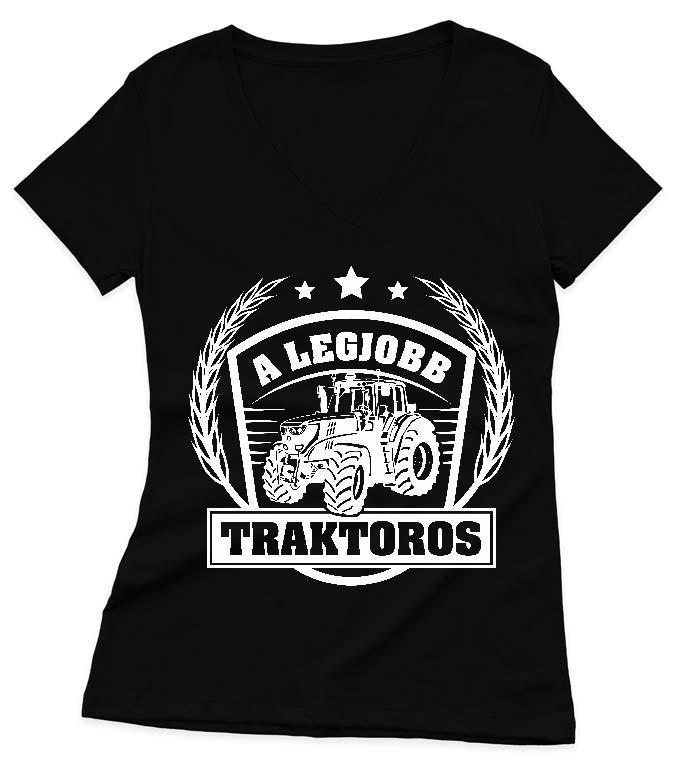 A legjobb Traktoros - Traktoros Női V-nyakú Póló