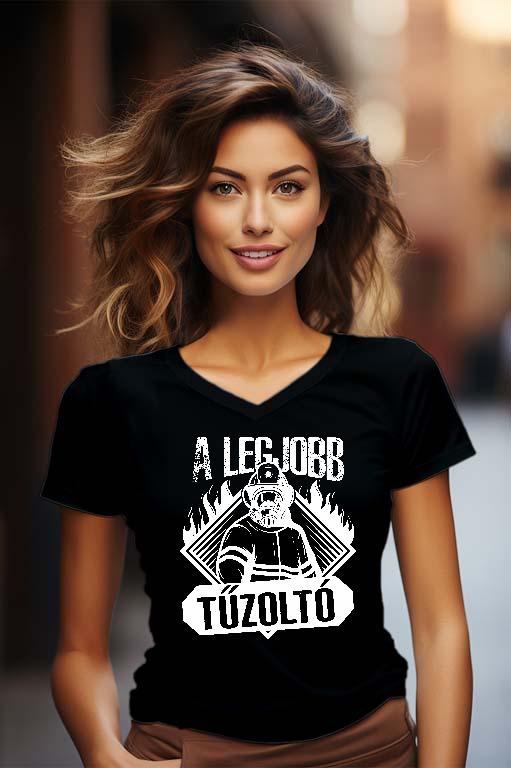 A legjobb Tűzoltó - Tűzoltó Női V-nyakú Póló