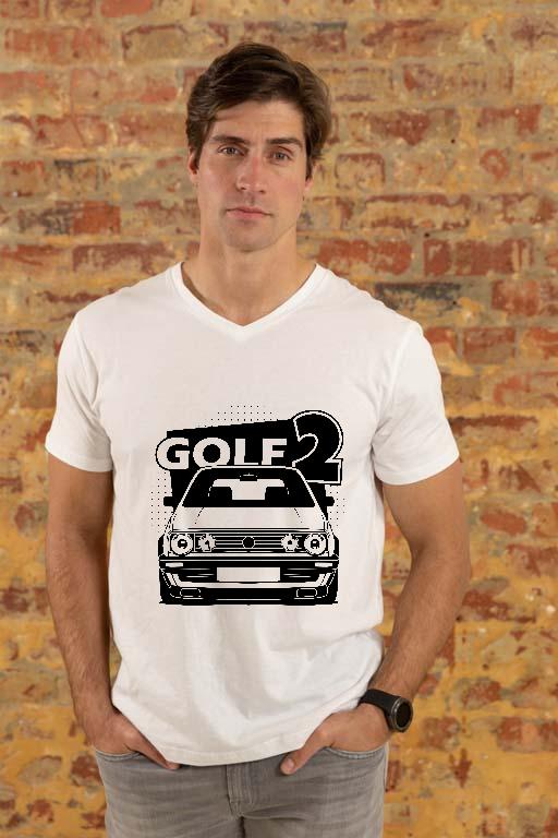 Volkswagen Golf 2 - Volkswagen Golf 2 Férfi V-nyakú Póló