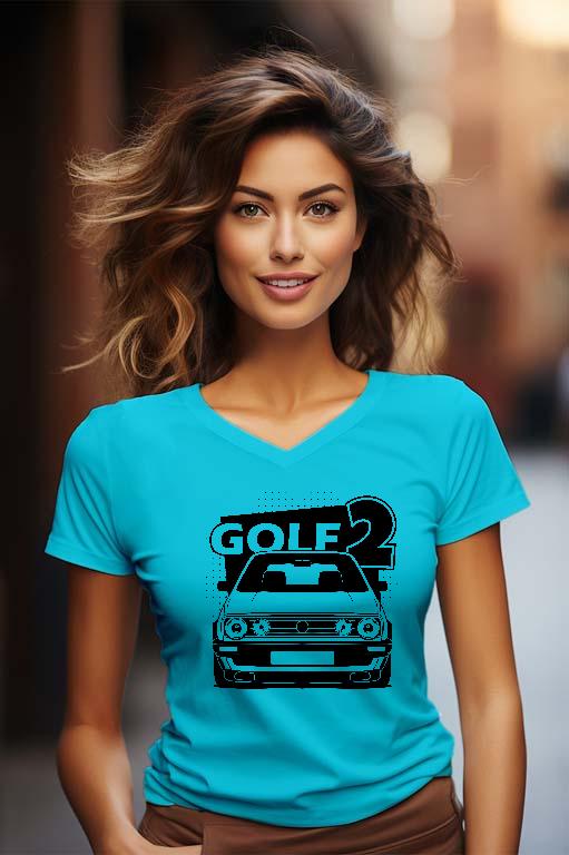 Volkswagen Golf 2 - Volkswagen Golf 2 Női V-nyakú Póló