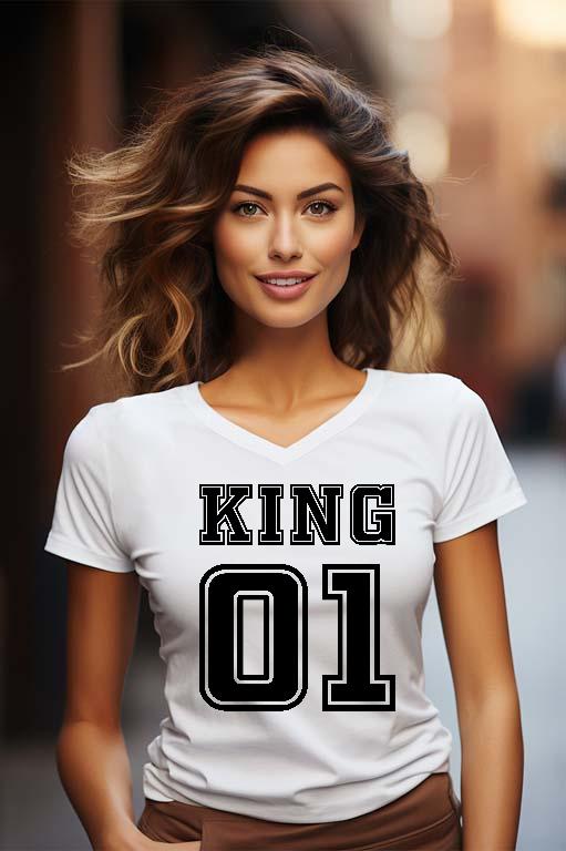 King 01 Páros - Párok Női V-nyakú Póló