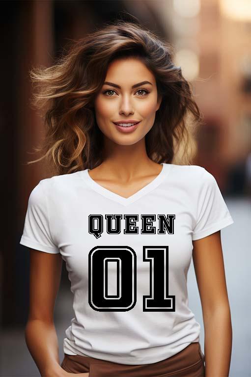 Queen 01 Páros - Párok Női V-nyakú Póló