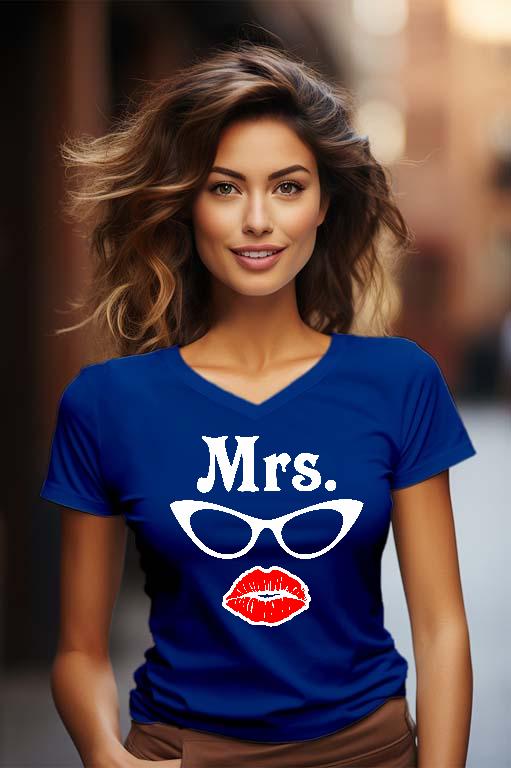 Mrs Száj Páros - Párok Női V-nyakú Póló