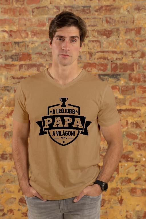 A legjobb Papa a világon címer - Papa Férfi V-nyakú Póló