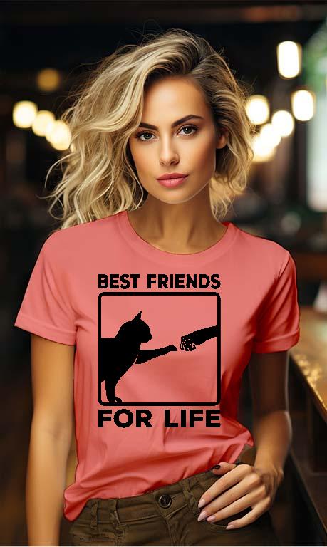 Cica - Best Friends - Cicás Női Környakú Póló