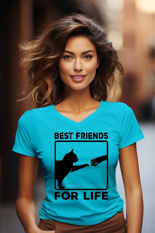 Cica - Best Friends - Cicás Női V-nyakú Póló
