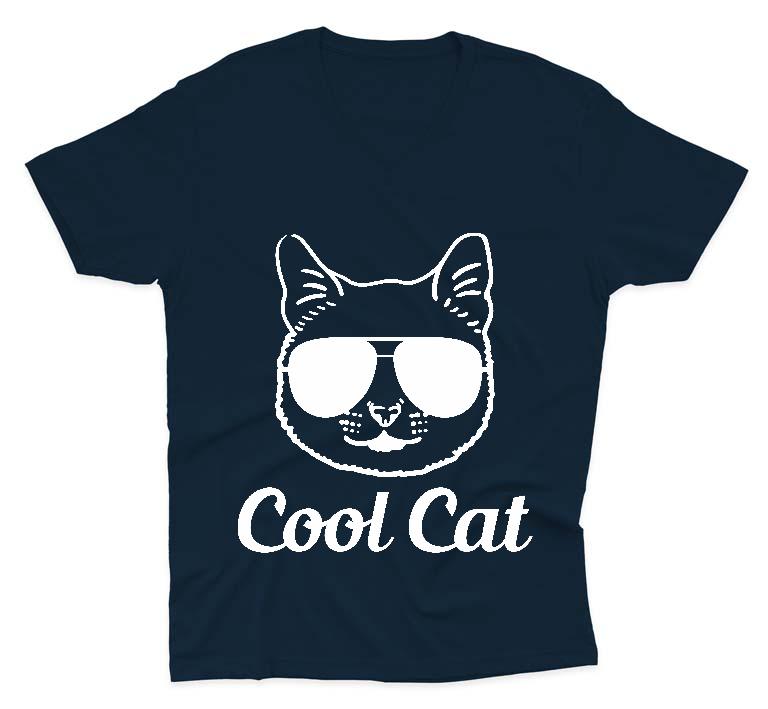 Cica Cool Cat - Cicás Férfi V-nyakú Póló