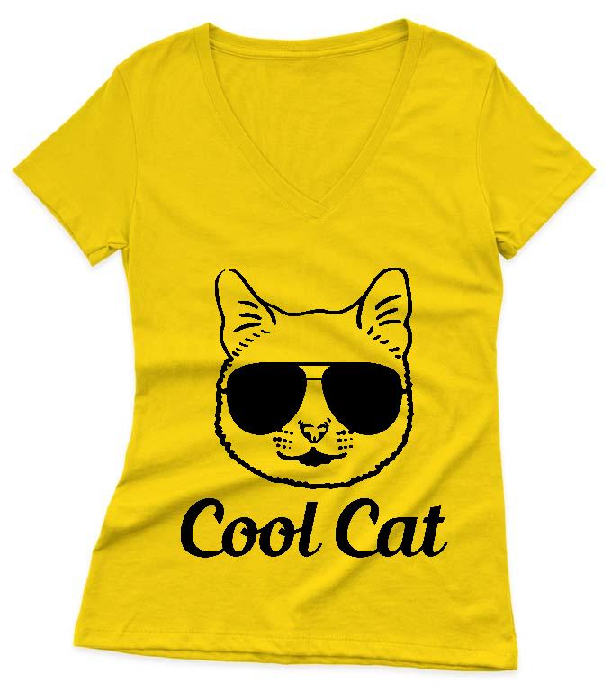 Cica Cool Cat - Cicás Női V-nyakú Póló