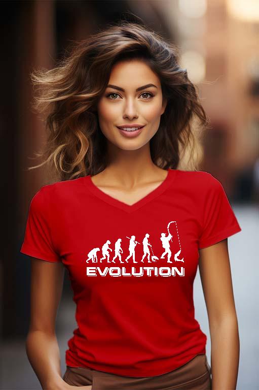 Horgász Evolution  - Horgász Női V-nyakú Póló