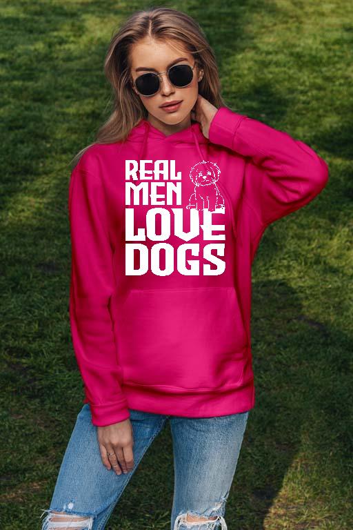 Real Men Love Dogs Kutyás - Kutyás Női Kapucnis Pulóver